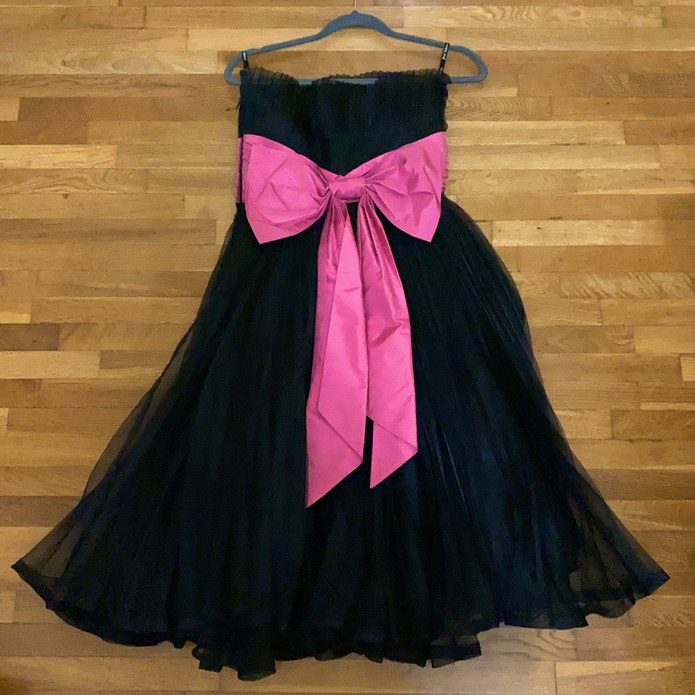 Betsey Johnson Black Dress Pink Bow